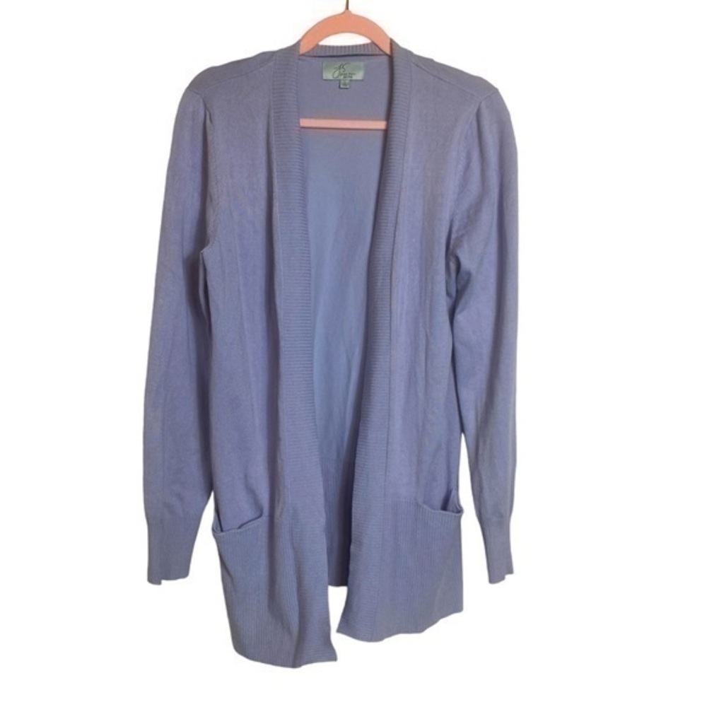 Joan Vass periwinkle blue open cardigan. Large.